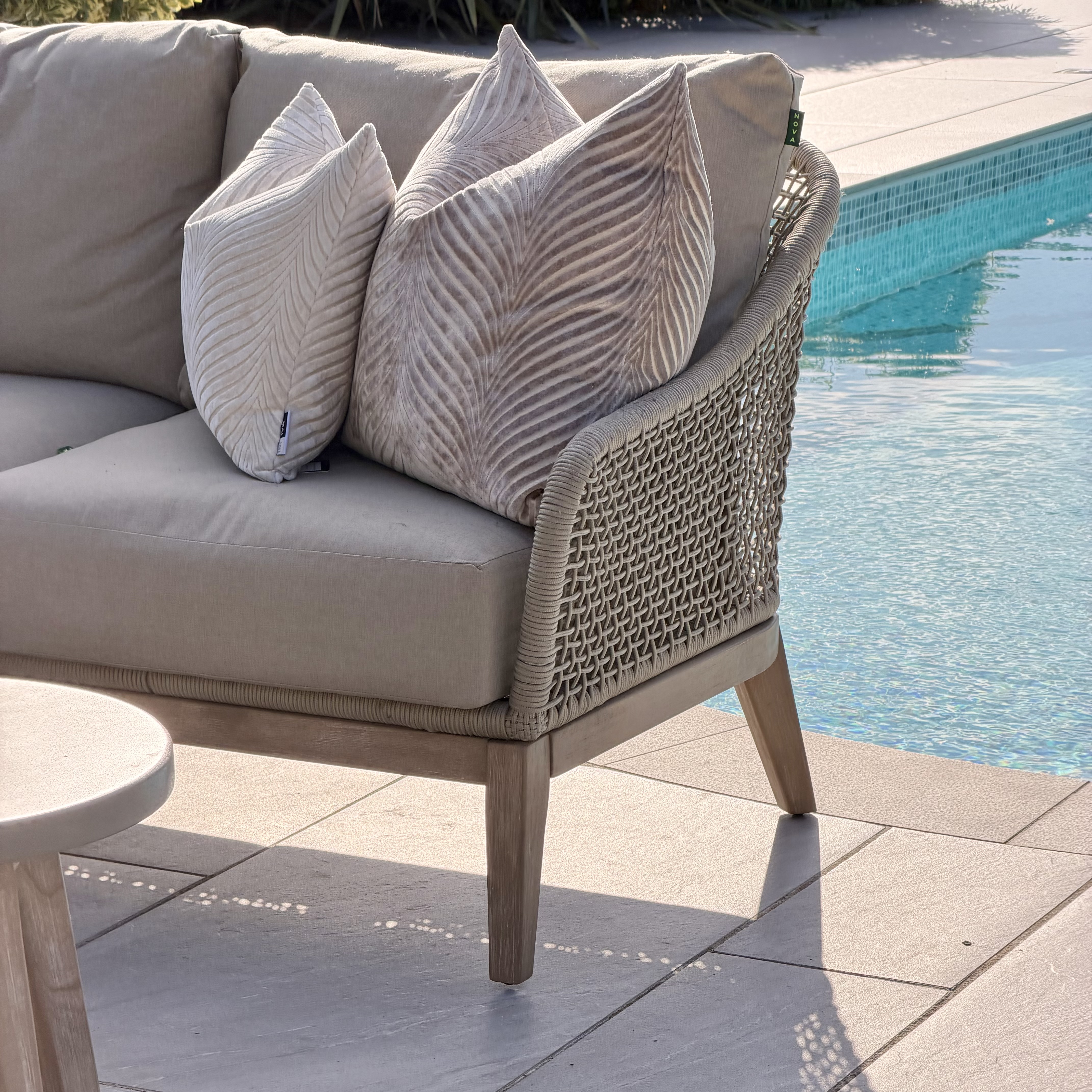 Nova - Summer Corner Sofa Set with Round Coffee Table & Side Table - Beige